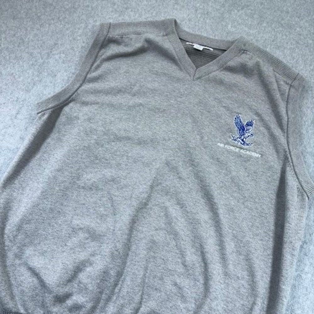 Cutter & Buck V Neck Sweater Vest Mens XL TG Gray Air Force Academy Eagle